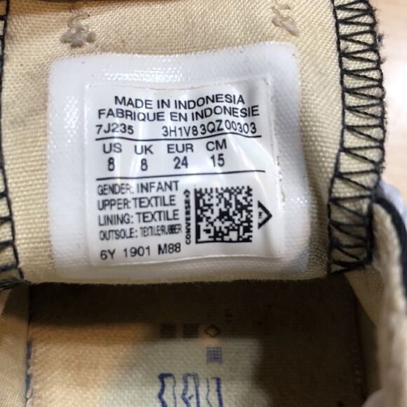 Converse All Star Infant Low Top Black size 8 - Picture 8 of 8